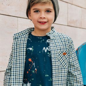 T-shirt manga comprida salpicos de tinta menino