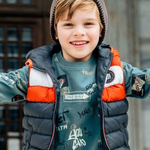 T-shirt manga comprida texto menino