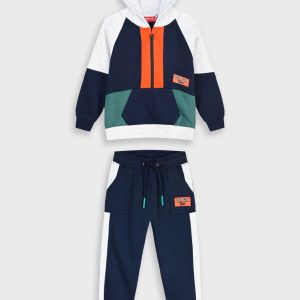 Fato de treino com fecho e capuz menino