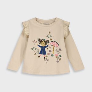 T-shirt manga comprida cogumelo menina