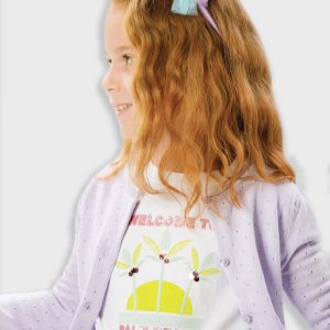 Casaco malha furinhos menina