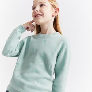 Camisola malha bordada menina