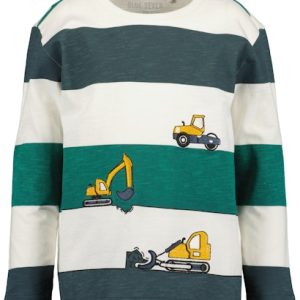 T-shirt manga comprida escavadora riscas menino