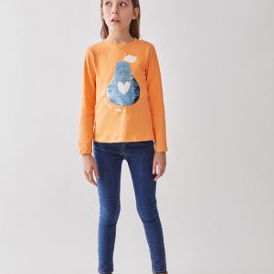 Calças ganga retas ajustadas menina