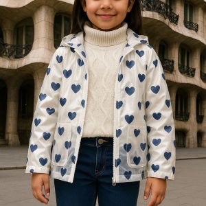 Parka impermeavel corações menina