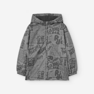 Parka texto com capuz menino