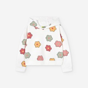 Sweatshirt flores com capuz menina