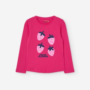T-shirt manga comprida morango menina