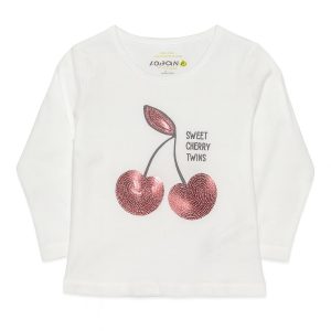 T-shirt manga comprida cerejas menina